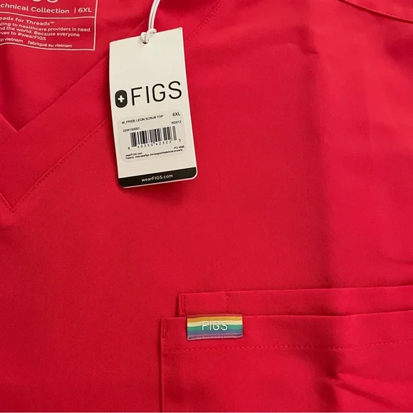 Figs Leon Three-Pocket Scrub Pride Top in Hibiscus sz 6XL - Picture 2 of 10
